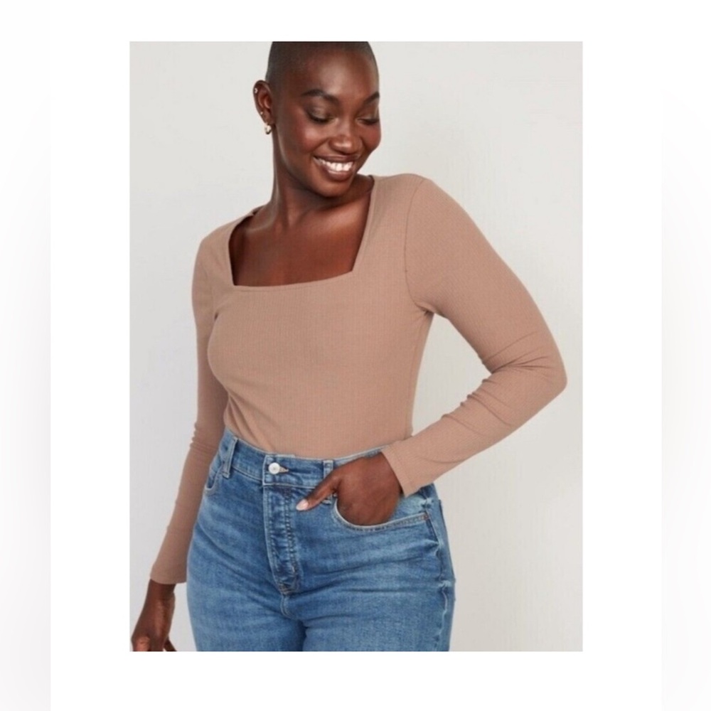 Old Navy Long Sleeve Ribbed Square Neck Bodysuit